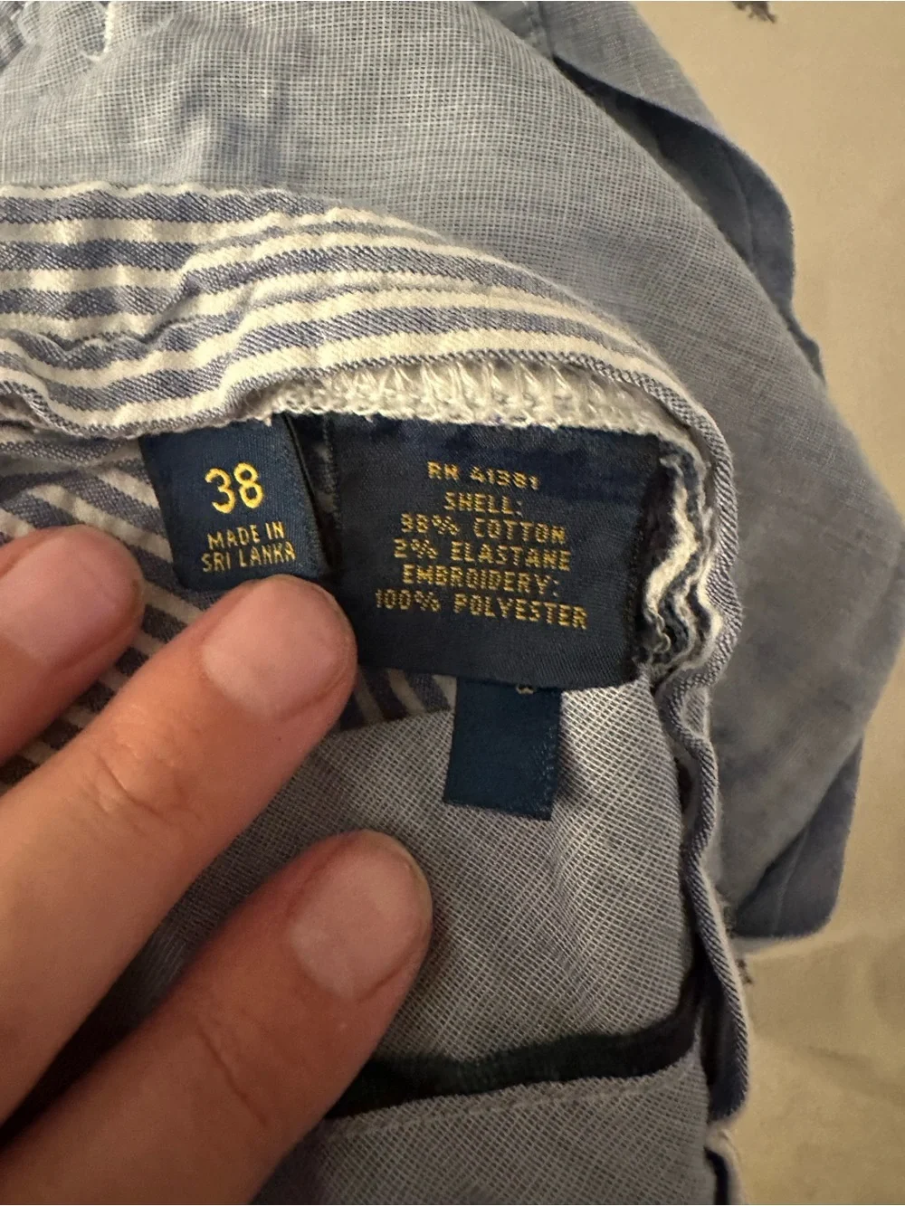 Polo by Ralph Lauren Navy Anchor Embroidered Blue & White Striped Men’s Shorts